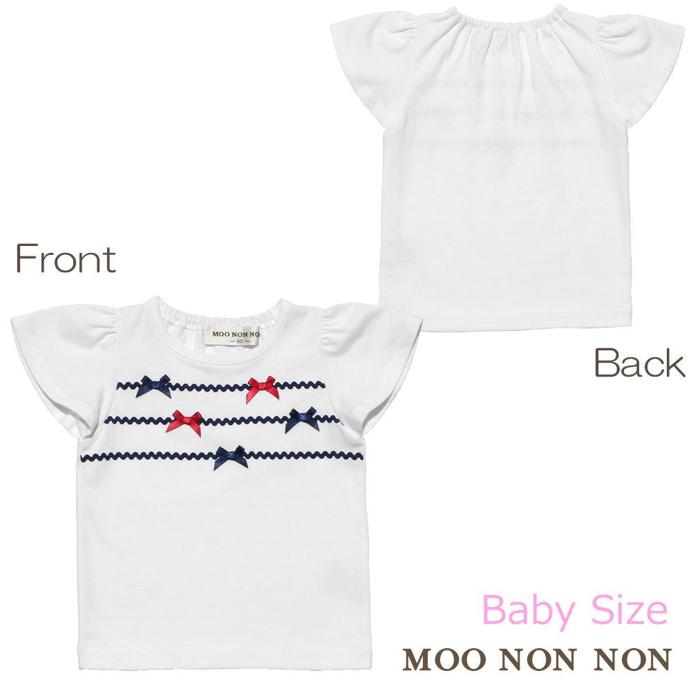 Baby Clothes Girl Baby Size 100 % Flare Sleeve Ribbon T -shirt