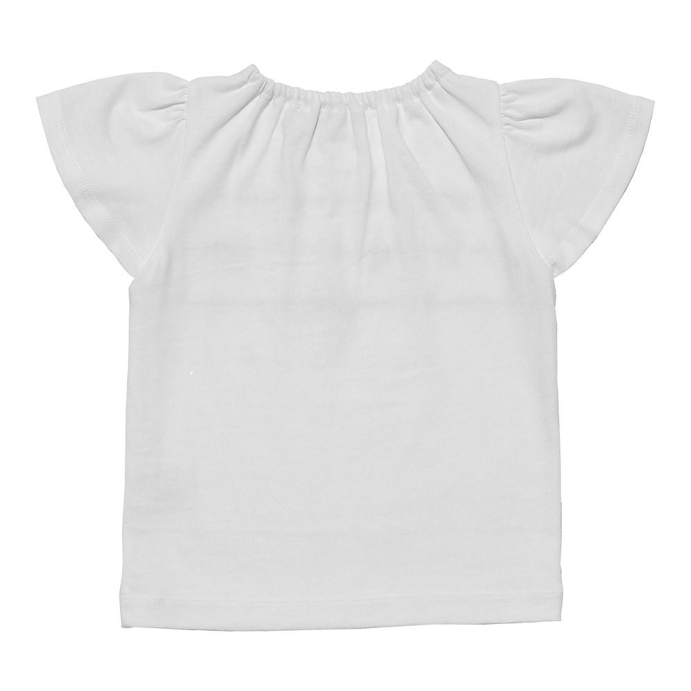 Baby Clothes Girl Baby Size 100 % Cotton T -shirt with Flare Sleep Ribbon T -shirt Off White (11) back