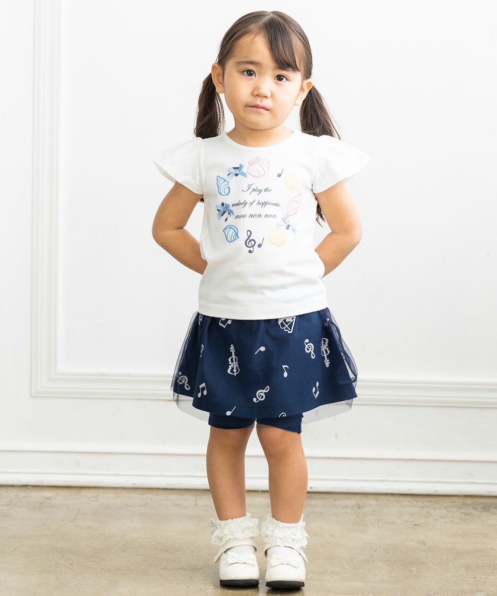 Baby size 100 % cotton shell motif T -shirt Off White model image 2