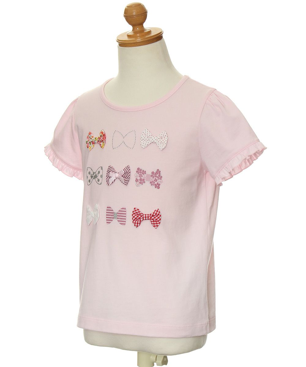 100 % cotton ribbon embroidery shirt with frilled sleeves Pink torso