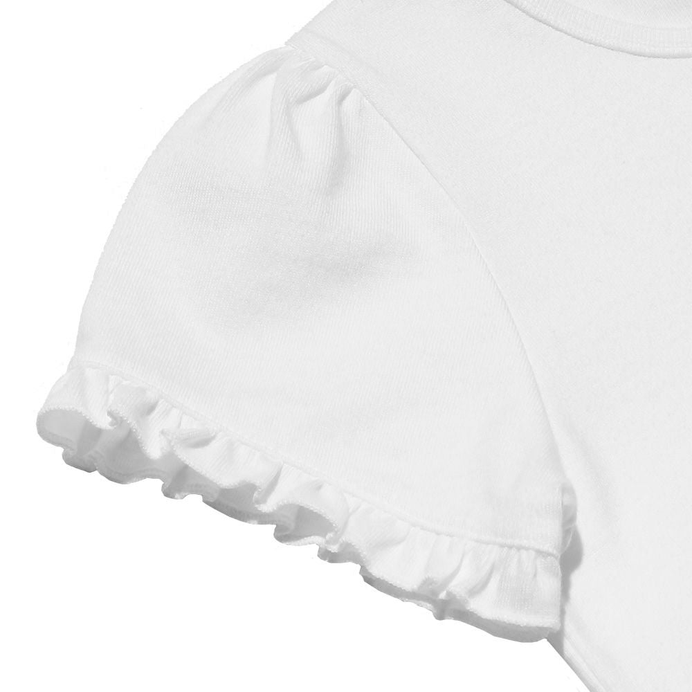 100 % cotton ribbon embroidery shirt with frilled sleeves Off White Design point 2