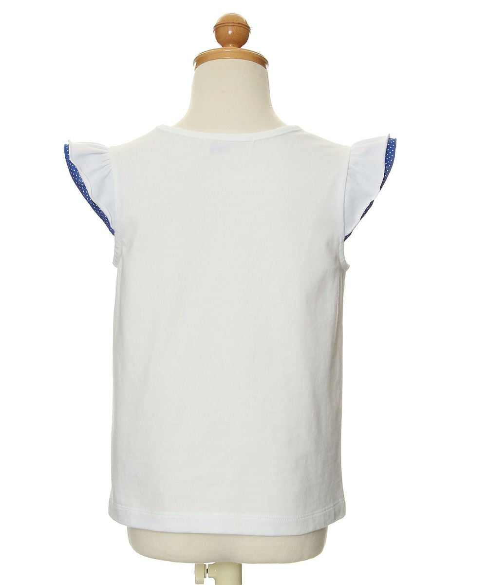 Children's clothing girl 100 % cotton ribpling lint dot pattern t -shirt with frills (61) torso