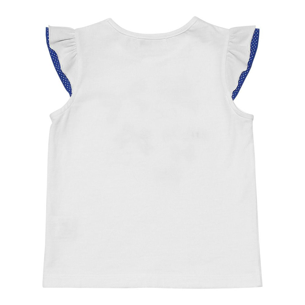 Children's clothing girl 100 % cotton ribpling dot pattern fluff with t -shirt blue (61) back