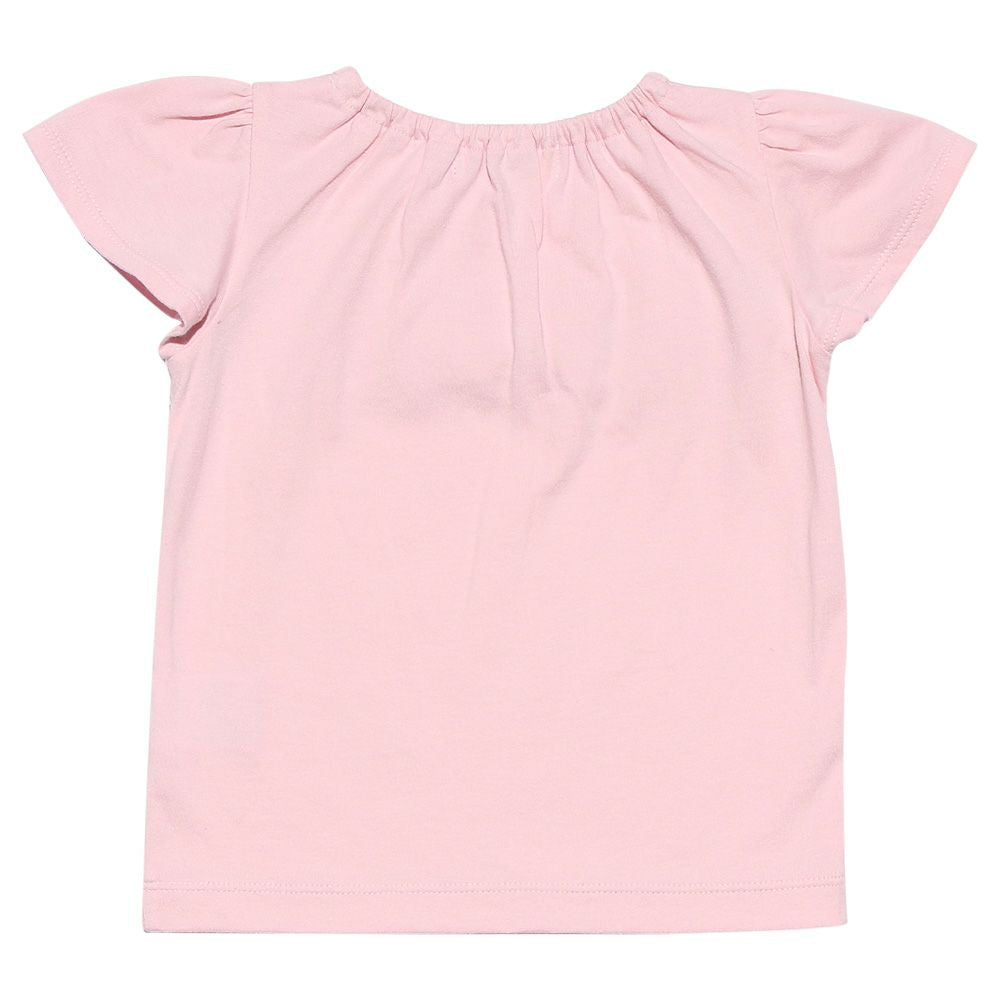 Baby Clothing Girl Baby Size T -shirt Pink (02) back with floral ribbon motif