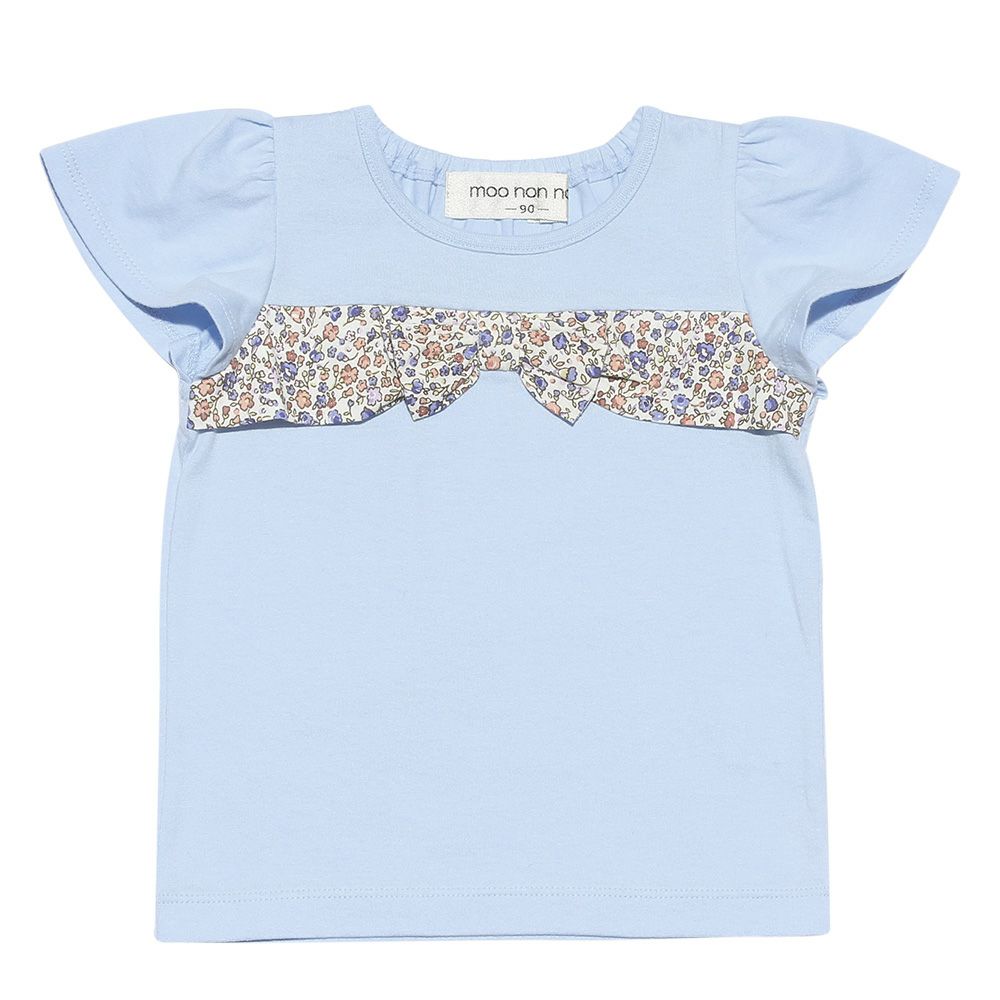 Baby Clothing Girl Baby Size T -shirt Blue (61) Before with floral ribbon motif