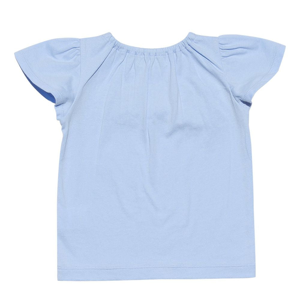 Baby Clothing Girl Baby Size T -shirt Blue (61) back with floral ribbon motif
