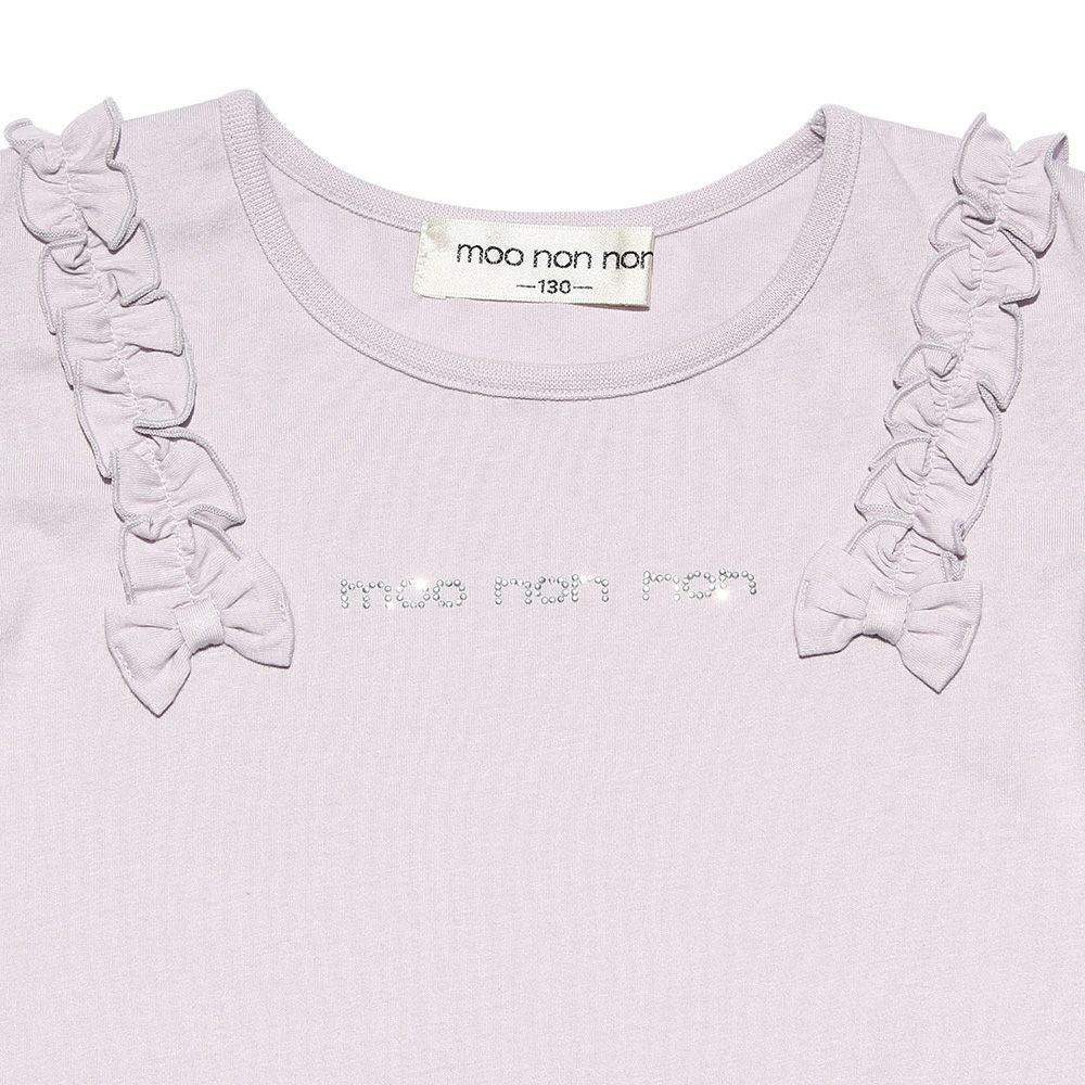 100 % cotton rhinestone logo T -shirt Purple Design point 1