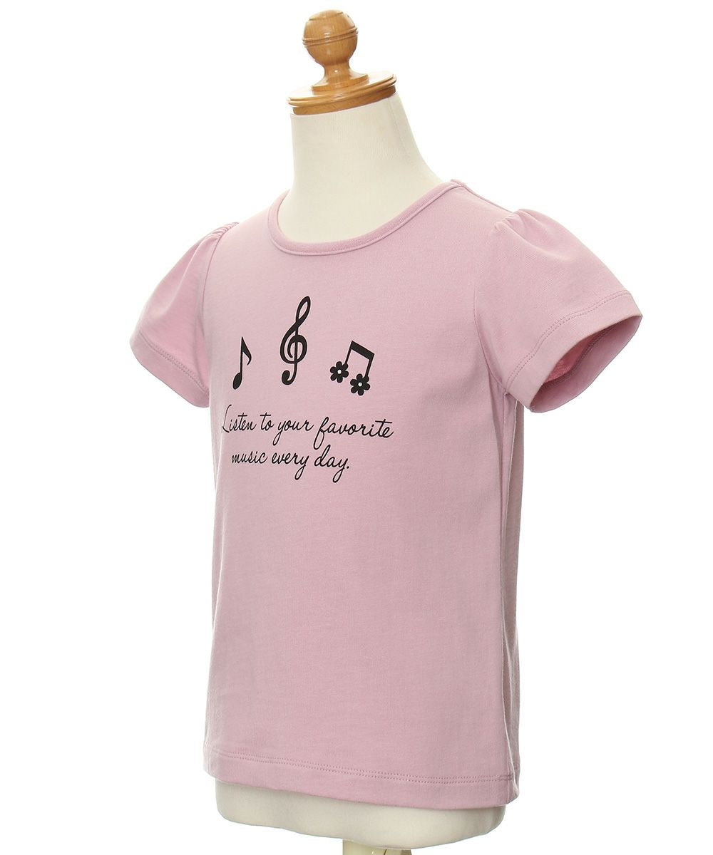 Children's clothing girl 100 % cotton note & logo print T -shirt pink (02) torso