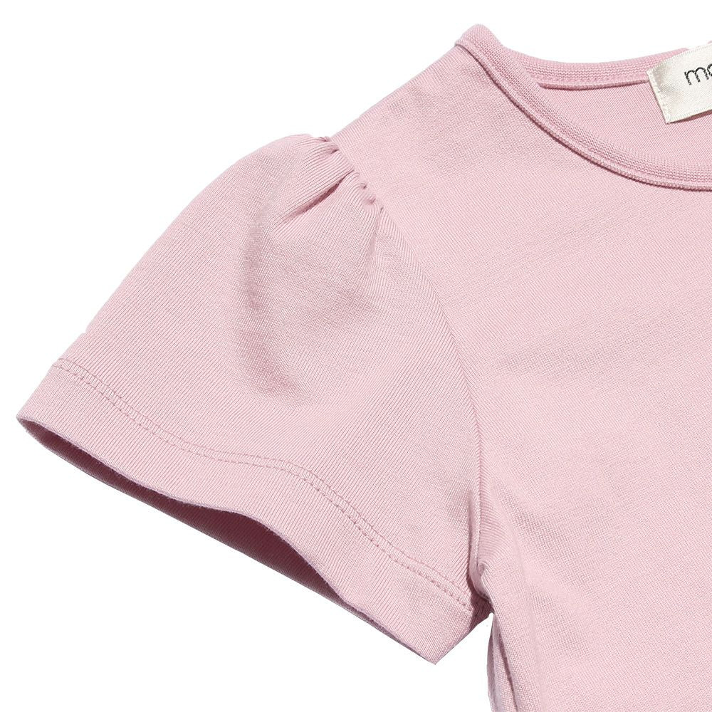 Children's clothing girl 100 % cotton note & logo print T -shirt pink (02) Design point 2