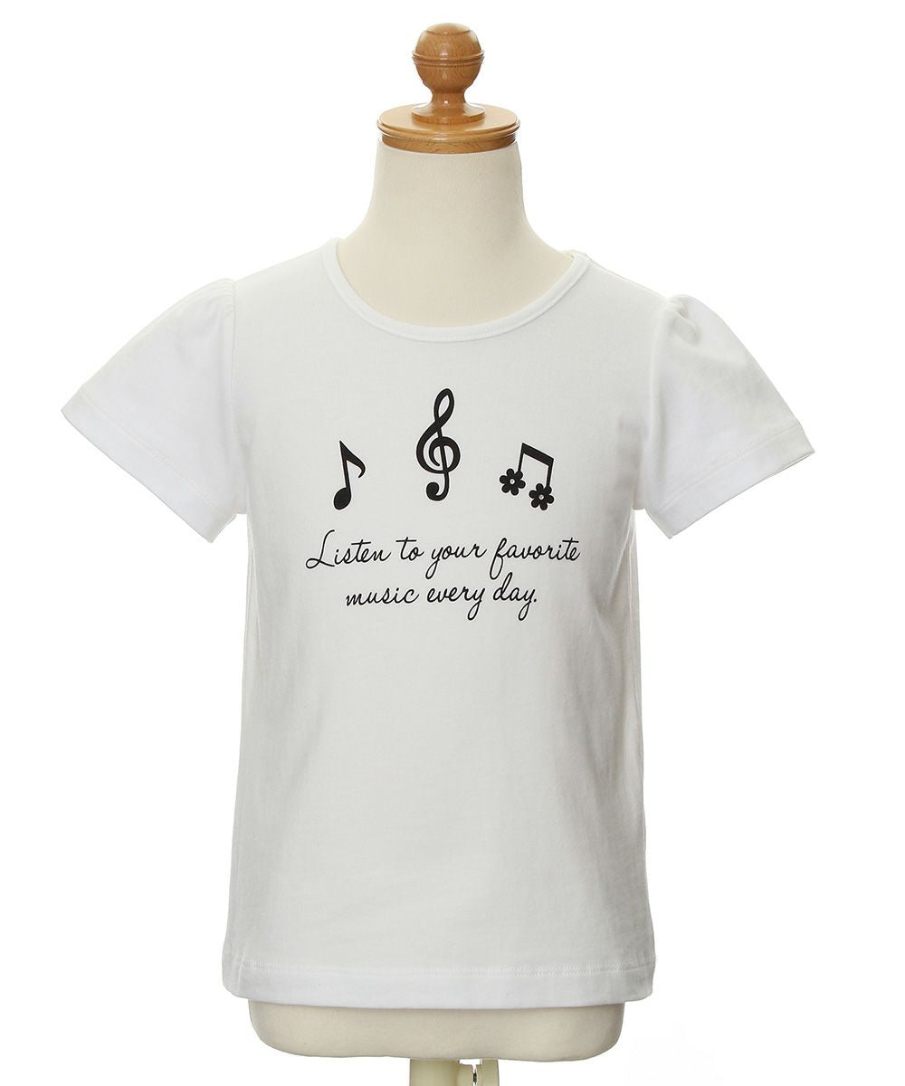 Children's clothing girl 100 % cotton note & logo print T -shirt off -white (11) torso