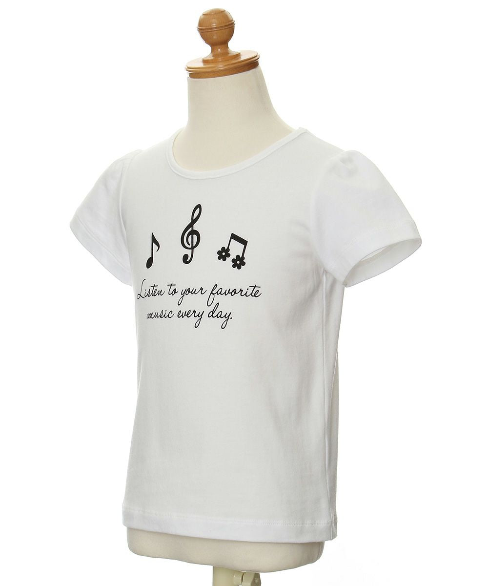 Children's clothing girl 100 % cotton note & logo print T -shirt off -white (11) torso