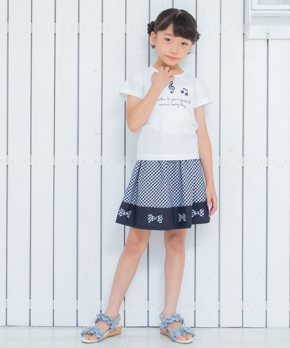 Children's clothing girl 100 % cotton note & logo print T -shirt off -white (11) model image 3