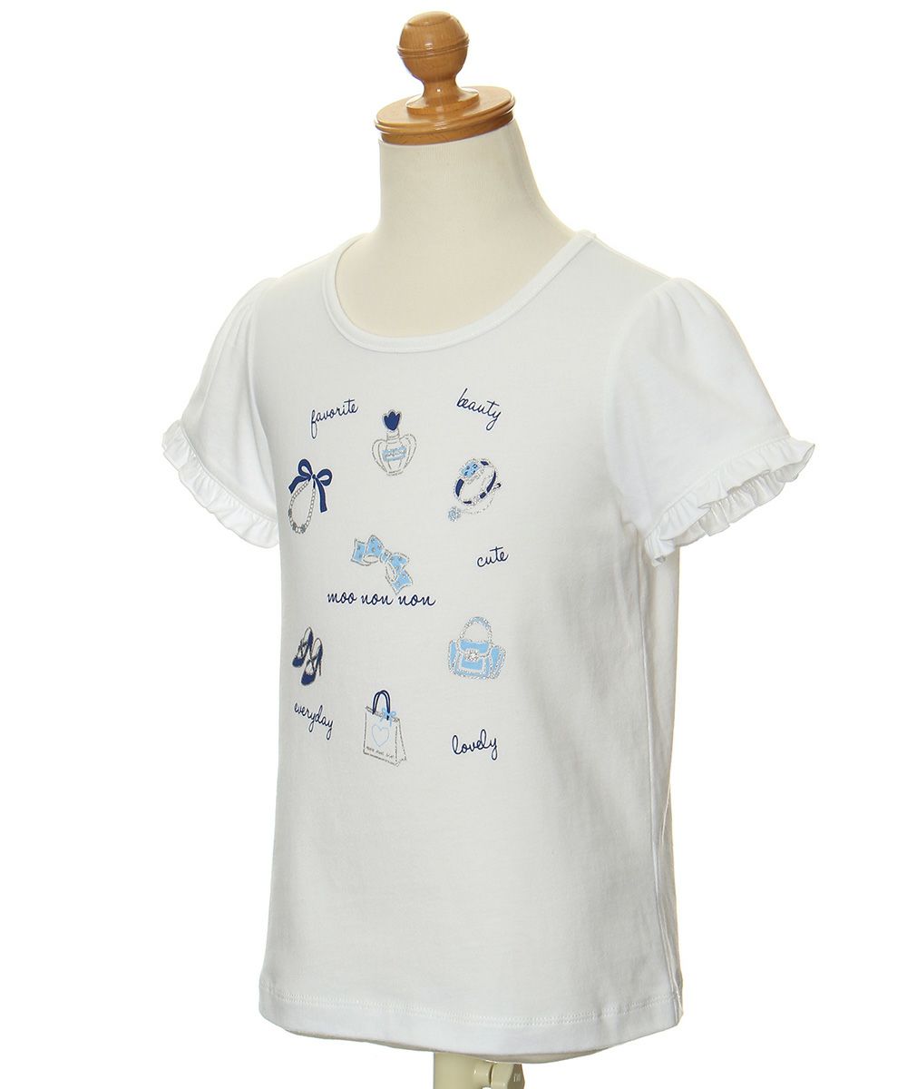 100% cotton glittery cosmetics print t -shirt with frills Off White torso