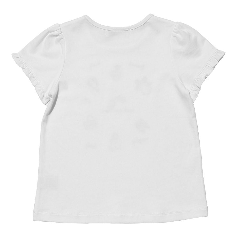 100% cotton glittery cosmetics print t -shirt with frills Off White back