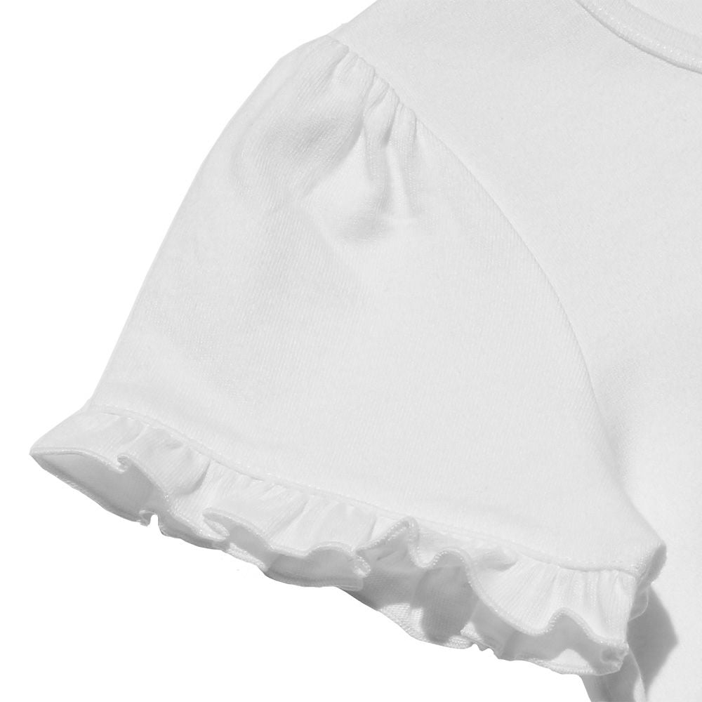 100% cotton glittery cosmetics print t -shirt with frills Off White Design point 2