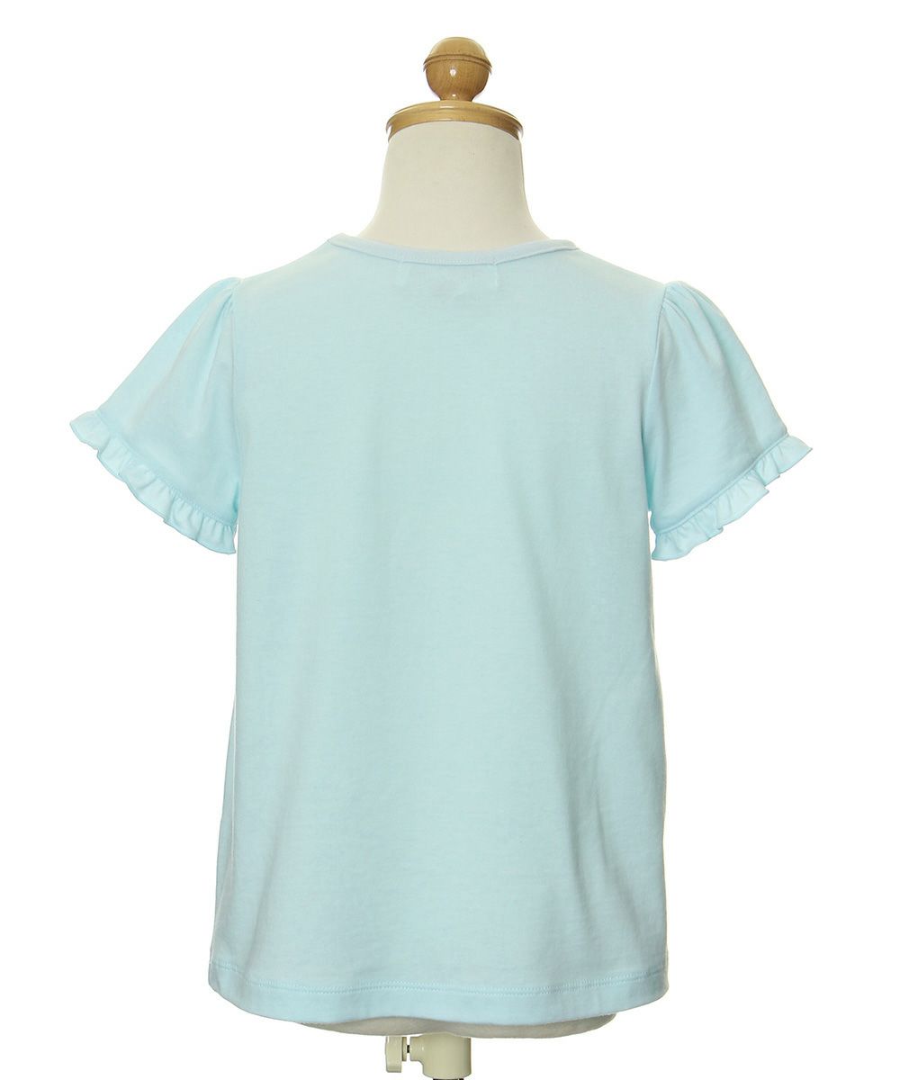 100% cotton glittery cosmetics print t -shirt with frills Blue torso