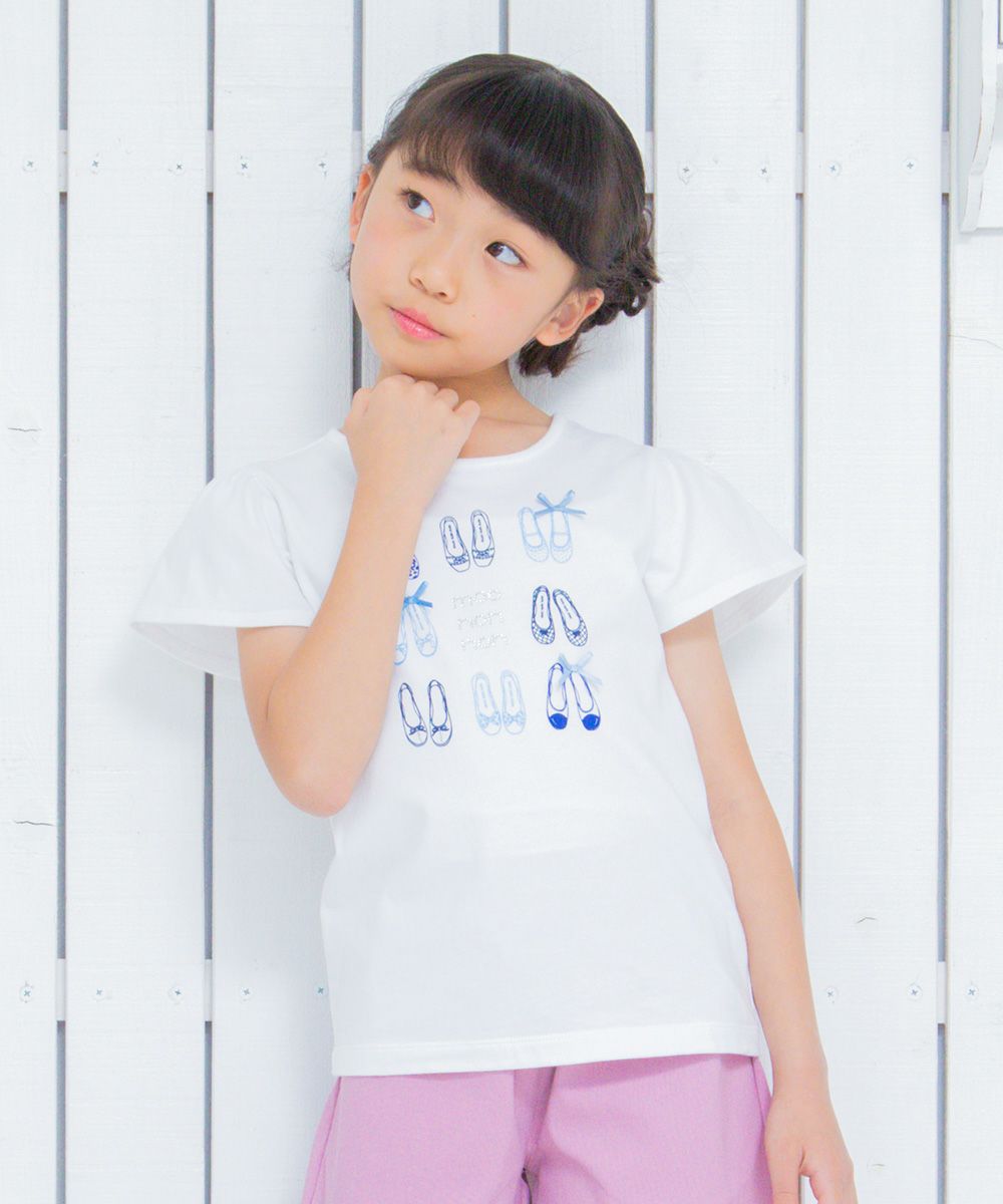 100 % cotton ballet shoes print T -shirt Off White model image 4