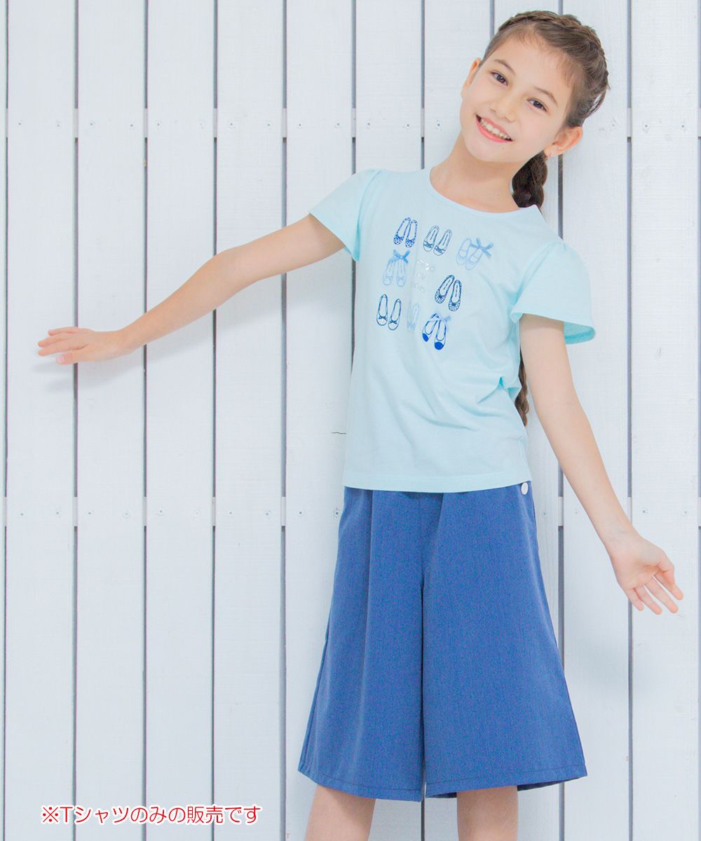 100 % cotton ballet shoes print T -shirt Blue model image 1