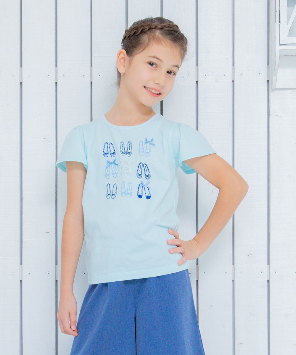 100 % cotton ballet shoes print T -shirt Blue model image 4