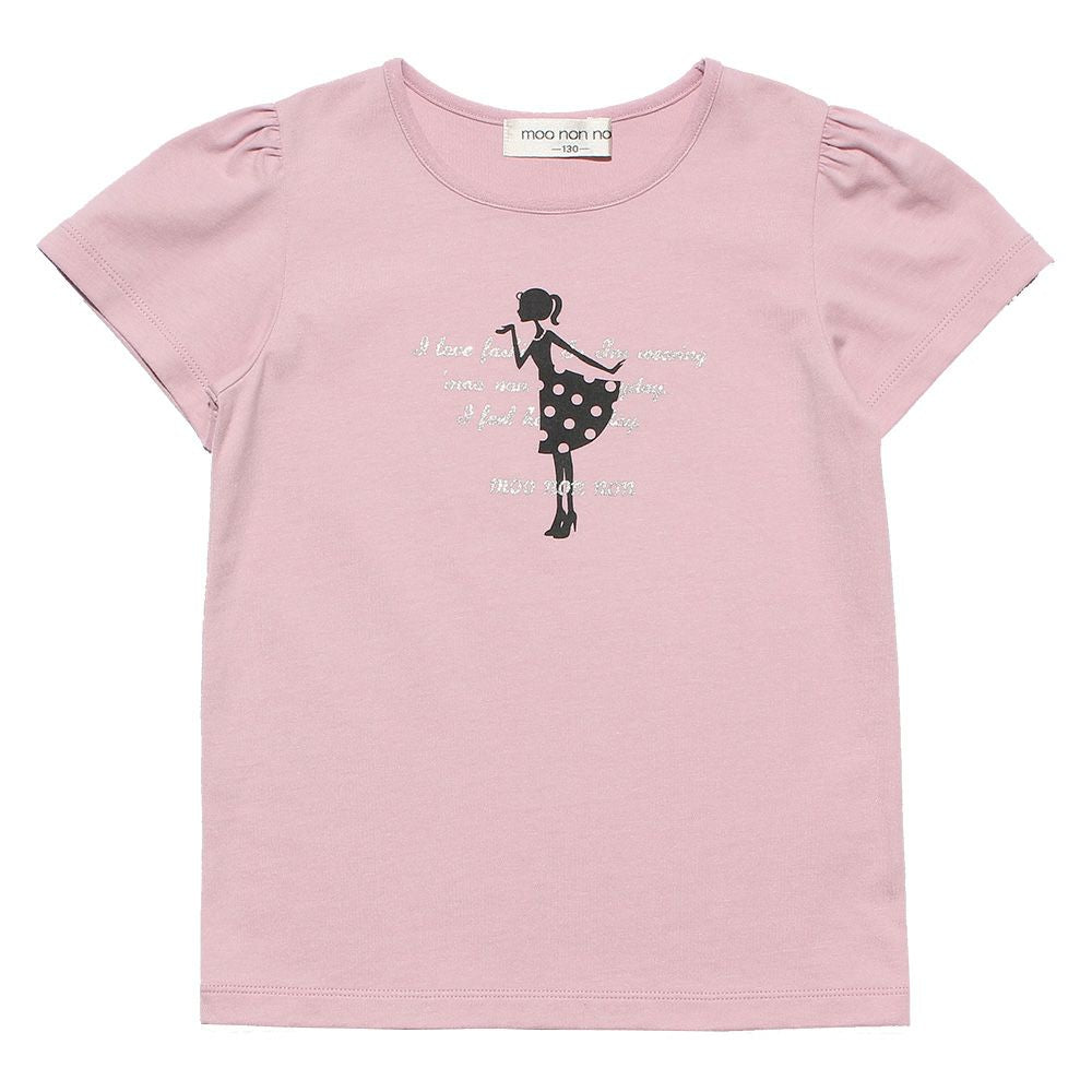 Children's clothing girl 100 % cotton girl & logo print T -shirt pink (02) front