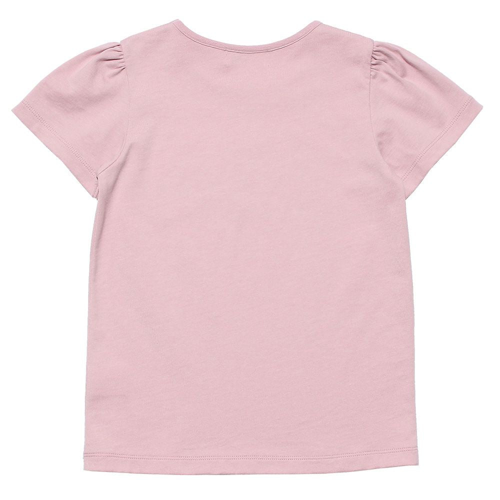 Children's clothing girl 100 % cotton girl & logo print T -shirt pink (02) back