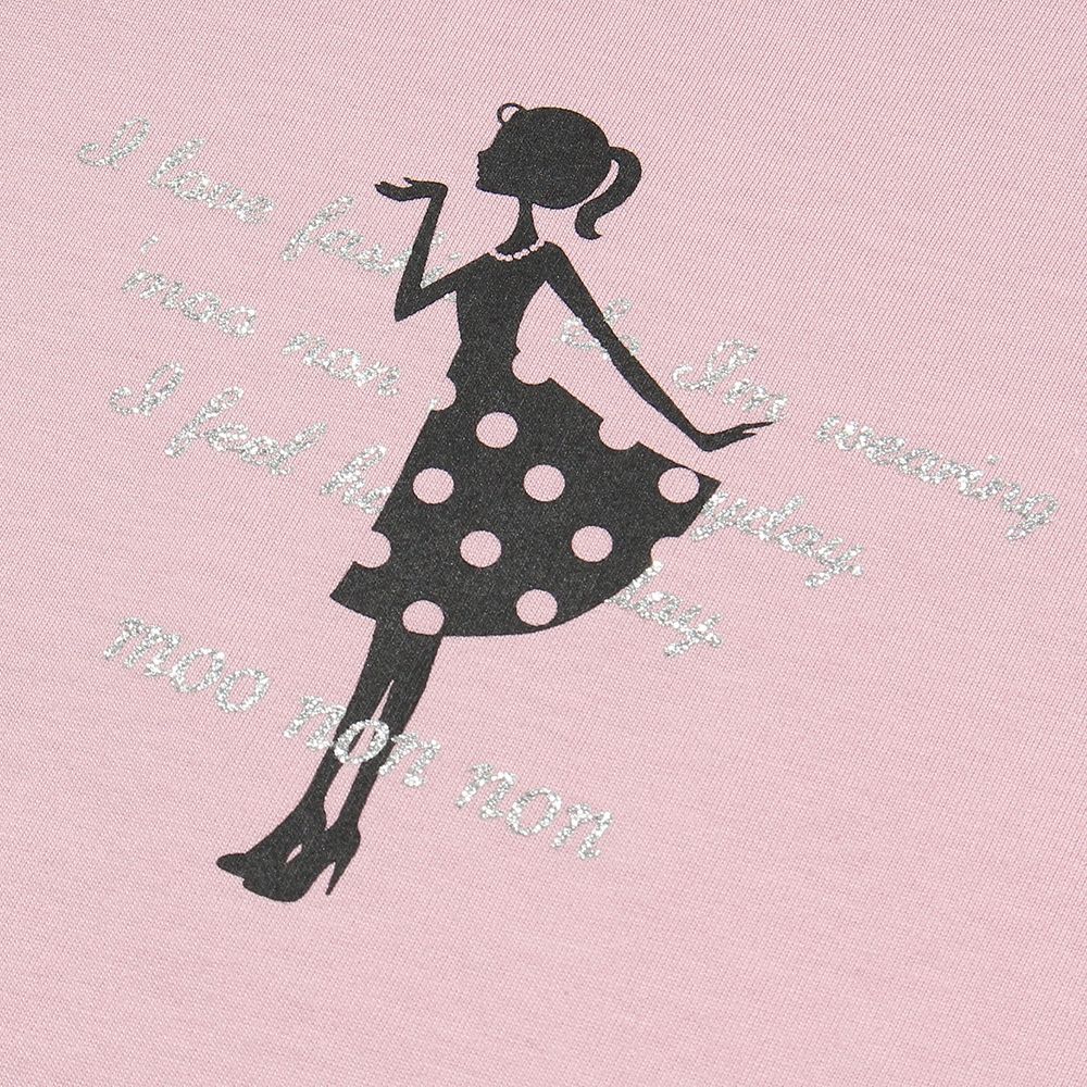 Children's clothing girl 100 % cotton girl & logo print T -shirt pink (02) Design point 1