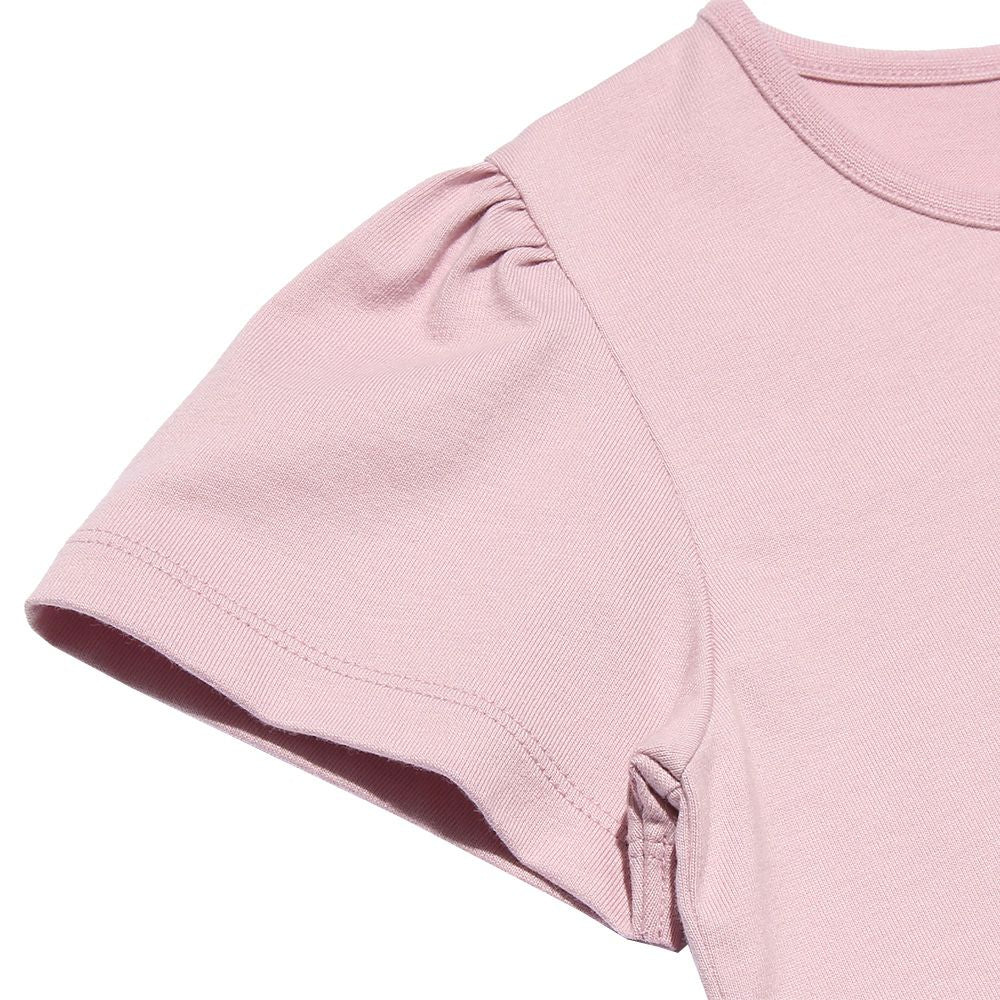 Children's clothing girl 100 % cotton girl & logo print T -shirt pink (02) Design point 2