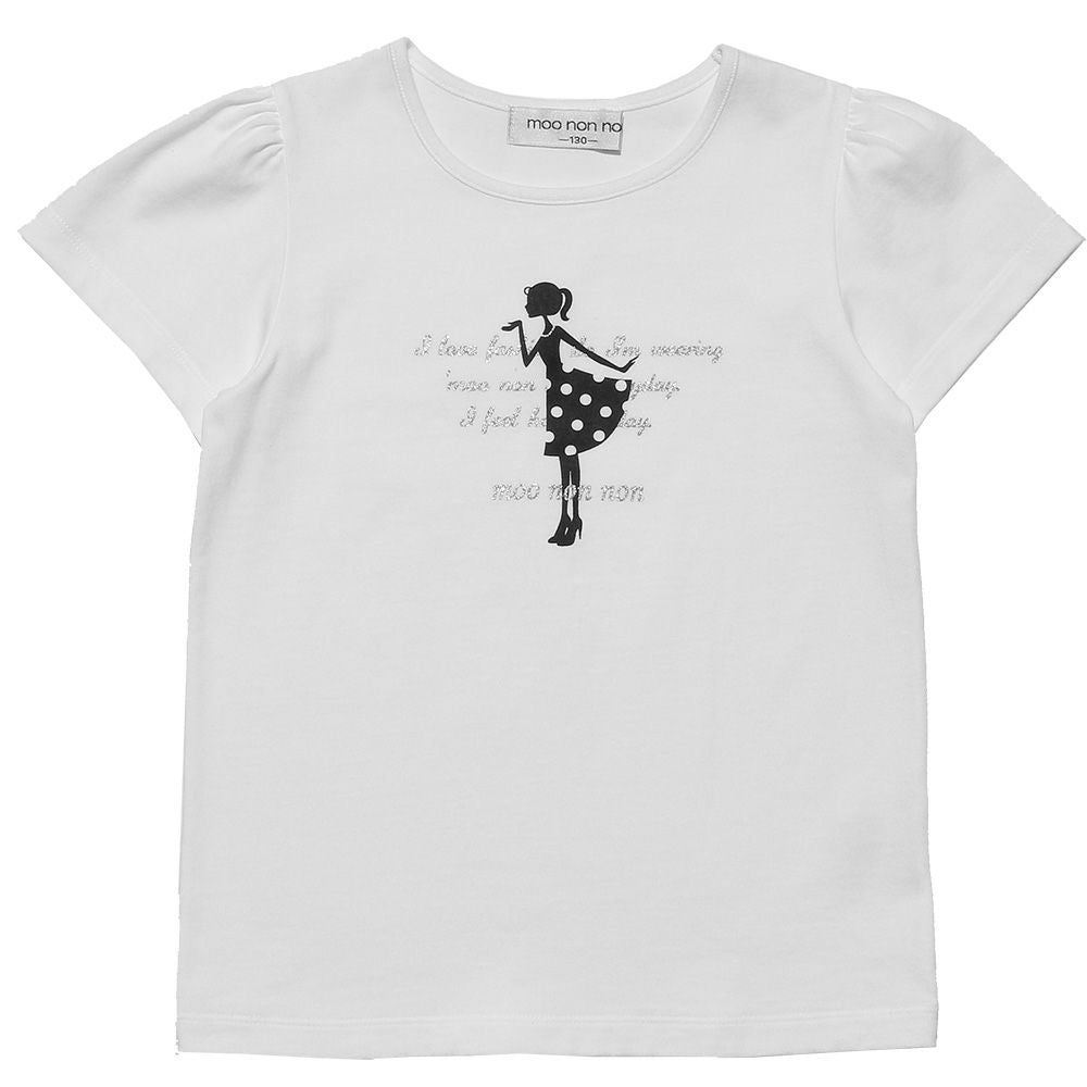 Children's clothing girl 100 % cotton girl & logo print T -shirt off -white (11) front