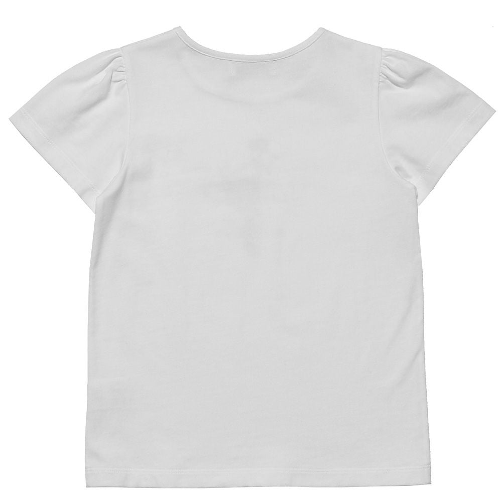 Children's clothing girl 100 % cotton girl & logo print T -shirt off -white (11) back