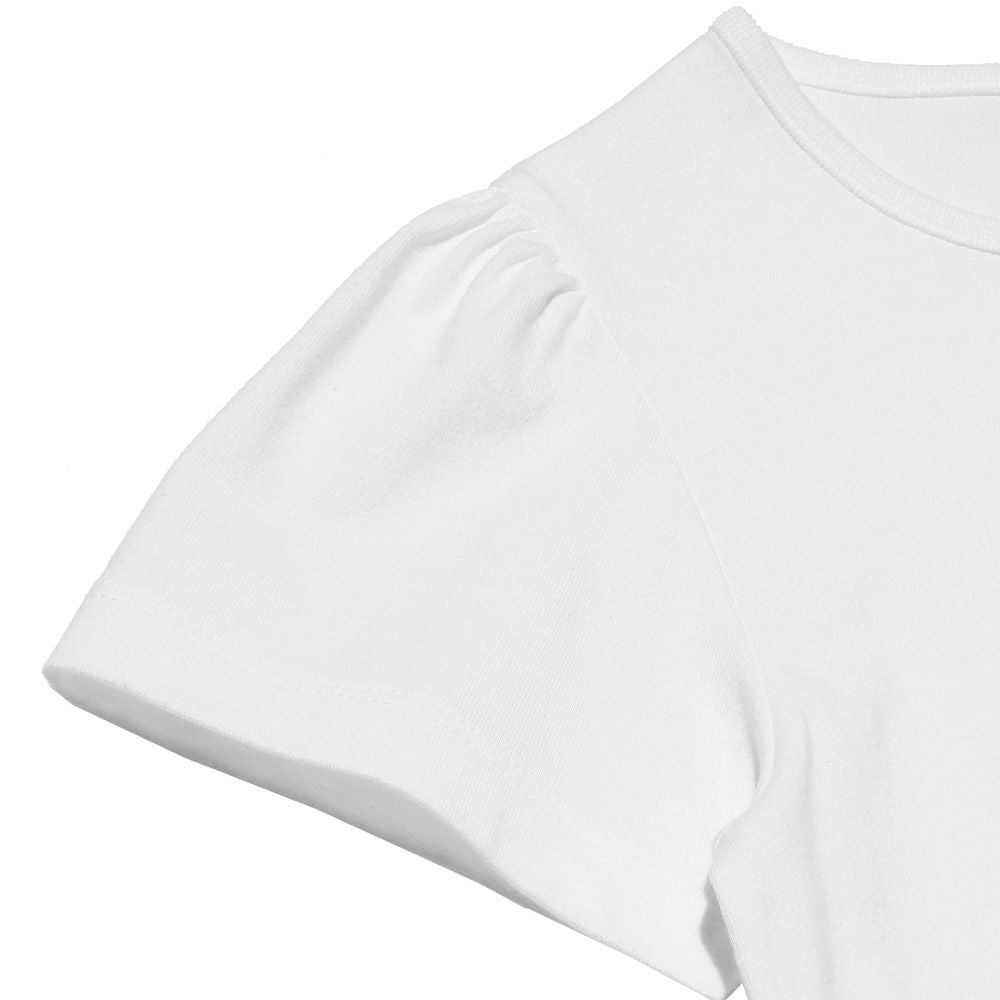 Children's clothing girl 100 % cotton girl & logo print T -shirt off -white (11) Design point 2