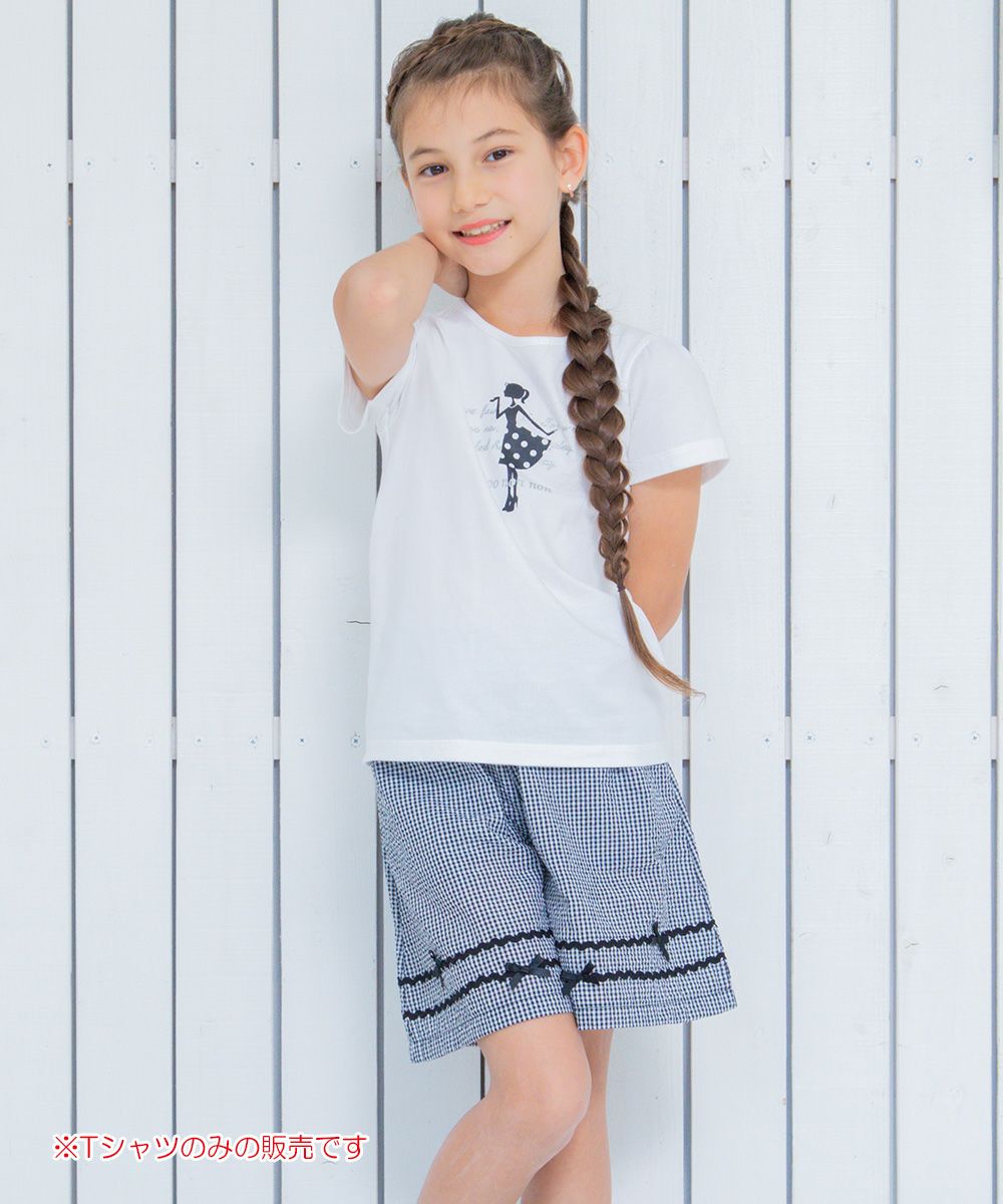 Children's clothing girl 100 % cotton girl & logo print T -shirt off -white (11) model image 1