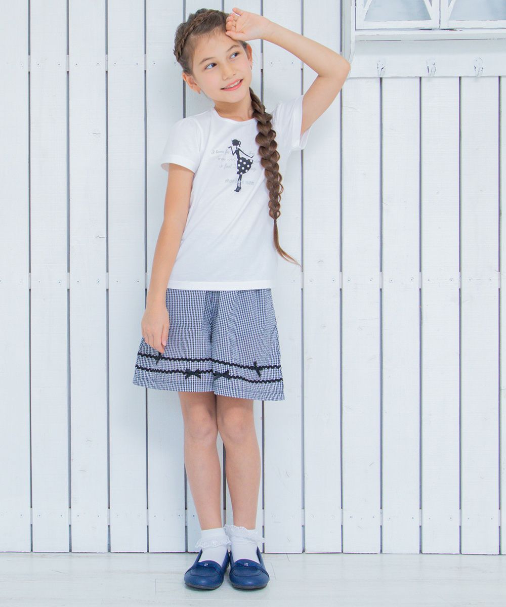 Children's clothing girl 100 % cotton girl & logo print T -shirt off -white (11) model image 4
