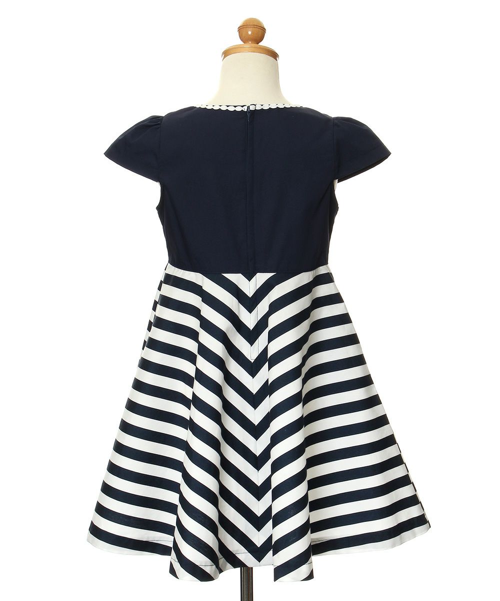 100% Japanese cotton stripe pattern dress Navy torso