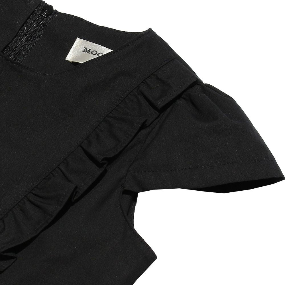 Children's clothing girl 100 % cotton dot pattern frilling dress black (00) Design point 1