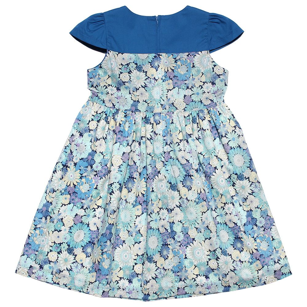 Children's clothing girl 100 % cotton made by cotton pattern floral ribbon & frills with frills (61) back