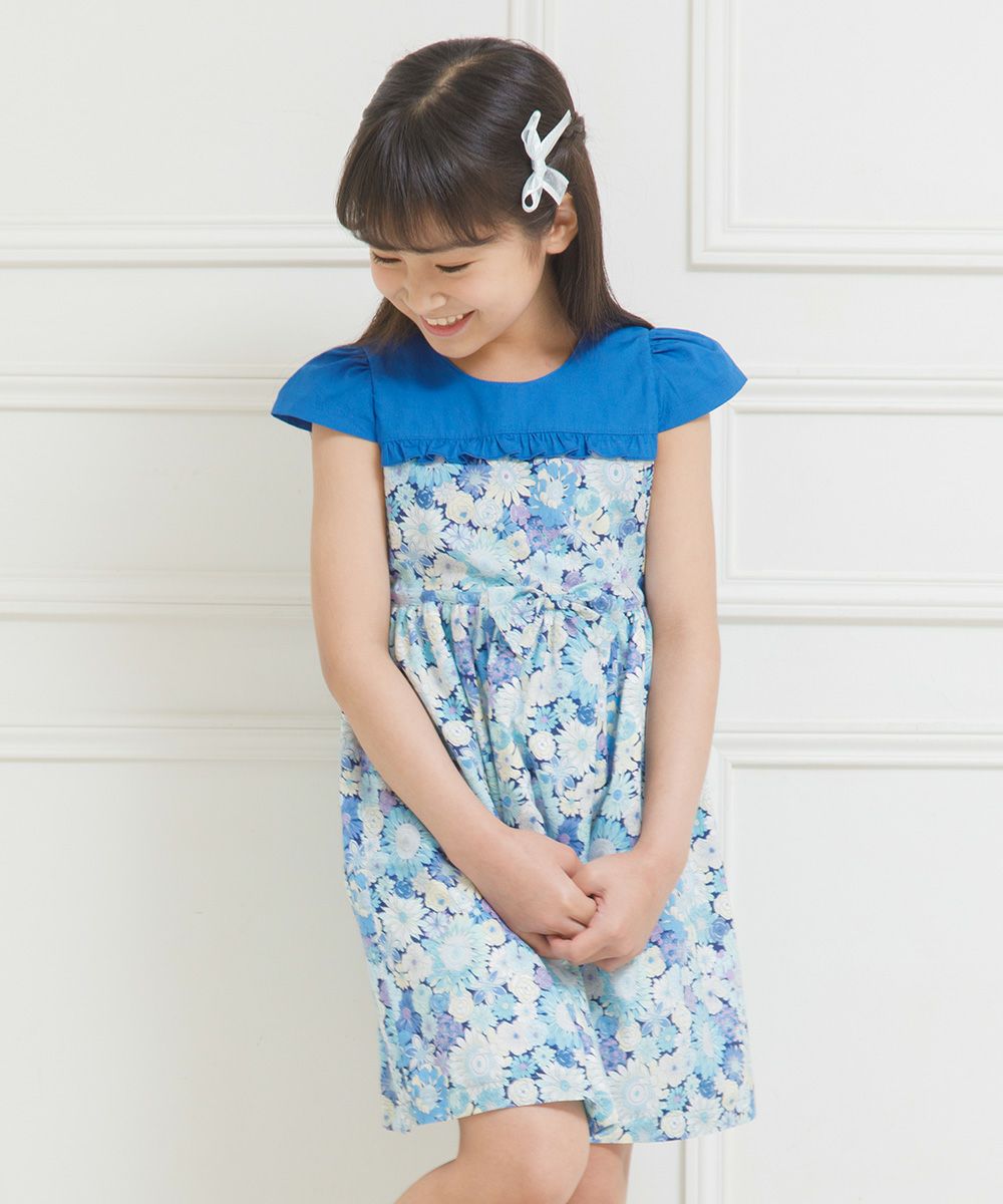 Children's clothing girl 100 % cotton made by cotton pattern floral ribbon & frills with frills (61) model image 2