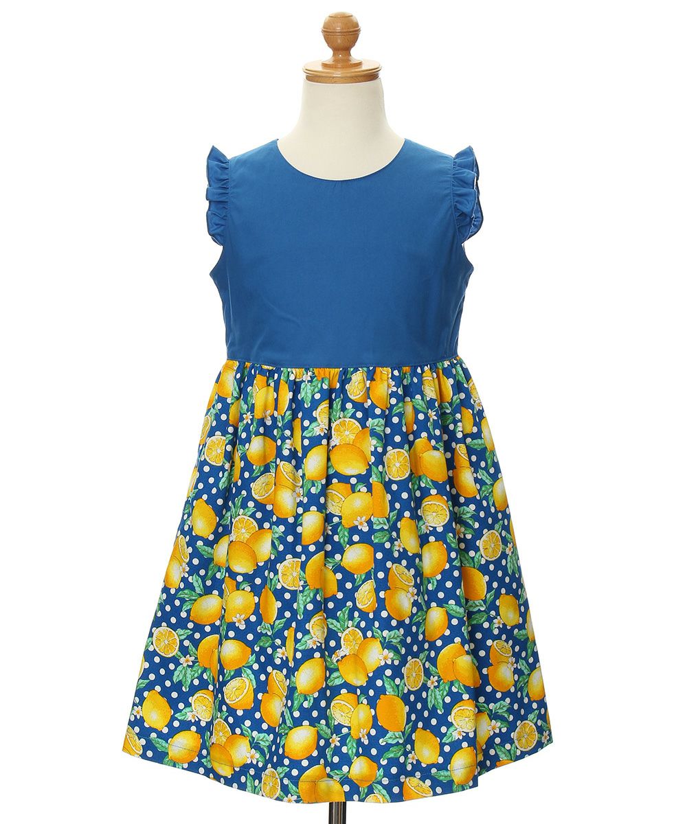 100% cotton lemon print dress Blue torso