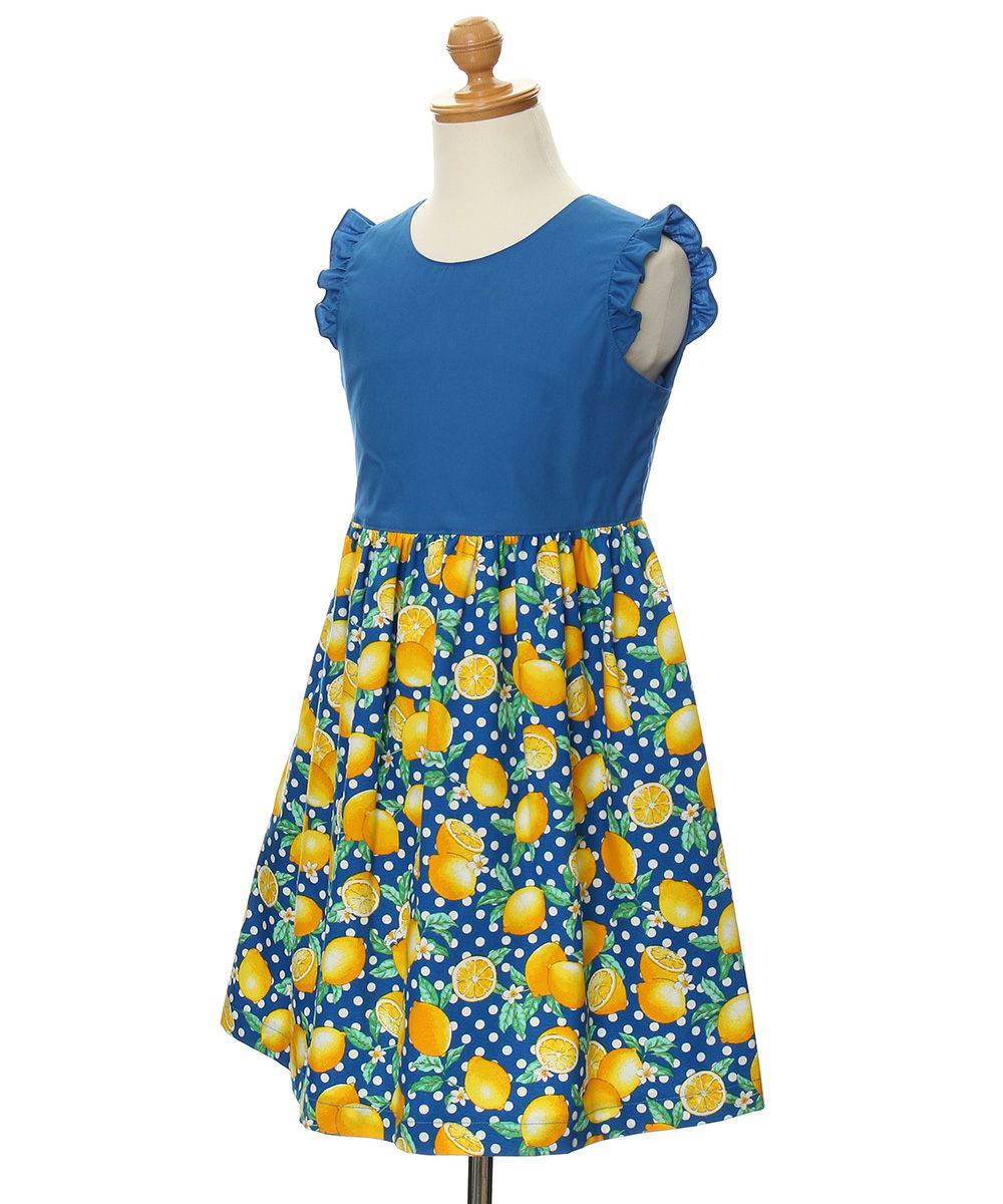 100% cotton lemon print dress Blue torso