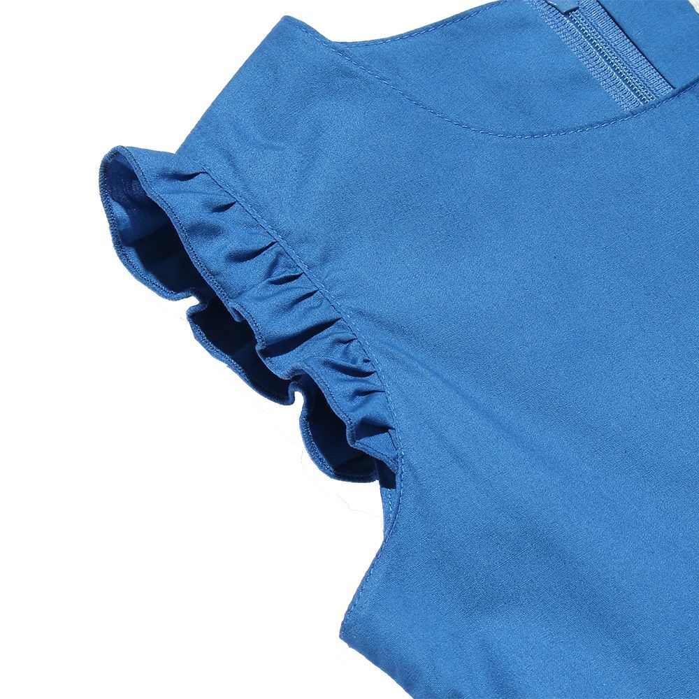 100% cotton lemon print dress Blue Design point 1