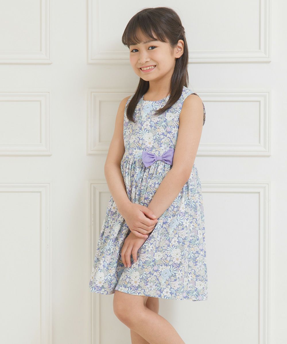 Children's clothing girl 100 % cotton made by floral pattern One -piece purple (91) model image 4