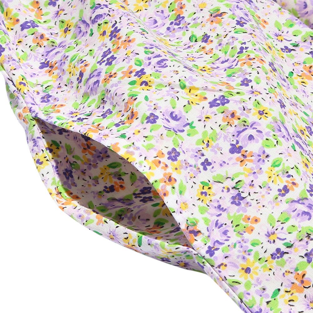 Children's clothing girl small flower pattern waist Switch A line dress purple (91) Design point 2
