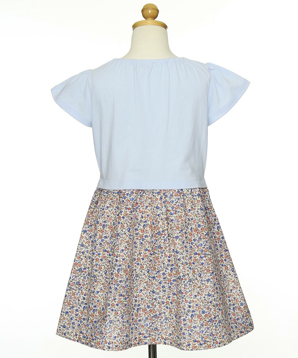 Children's clothing girl collar floral docking dress blue (61) Torso
