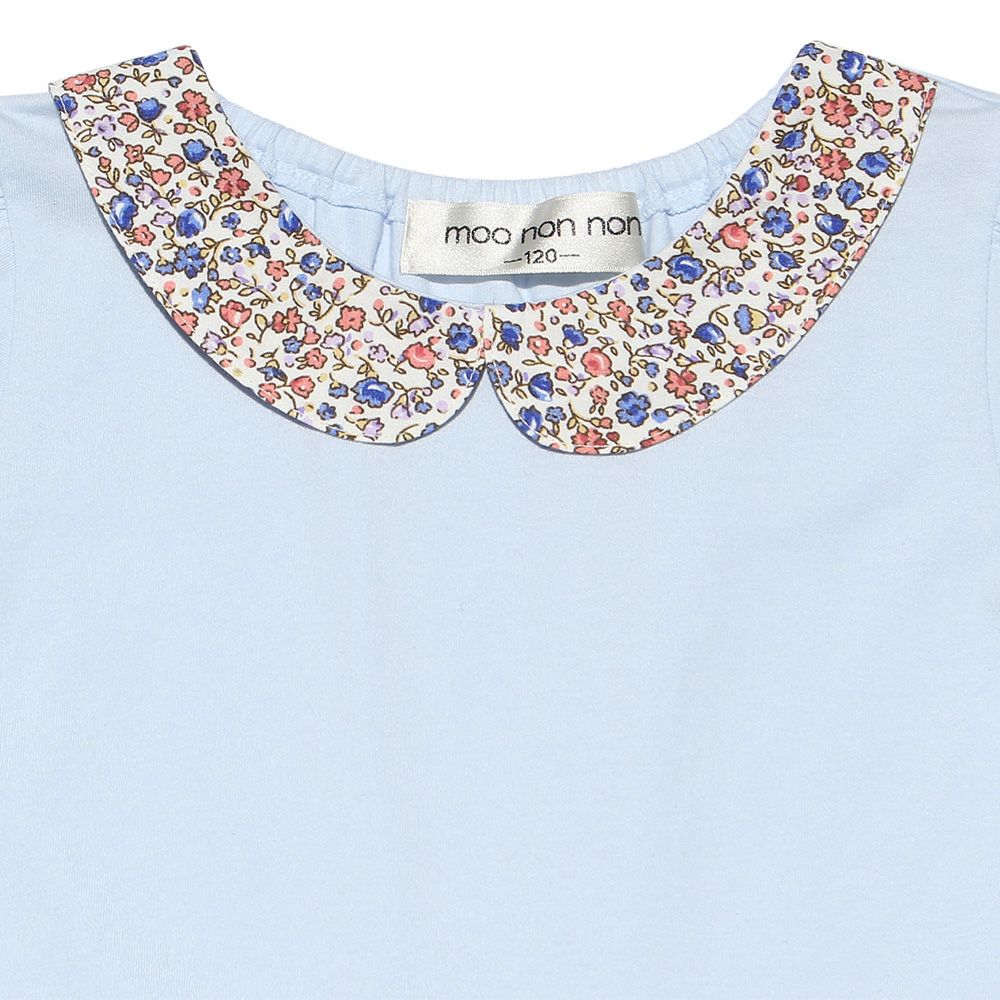 Children's clothing girl collar floral pattern docking dress blue (61) Design point 1