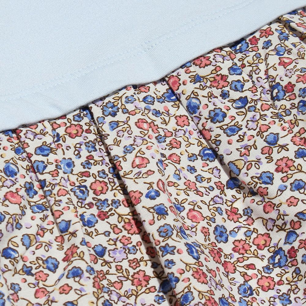 Children's clothing girl collar floral pattern docking dress blue (61) Design point 2