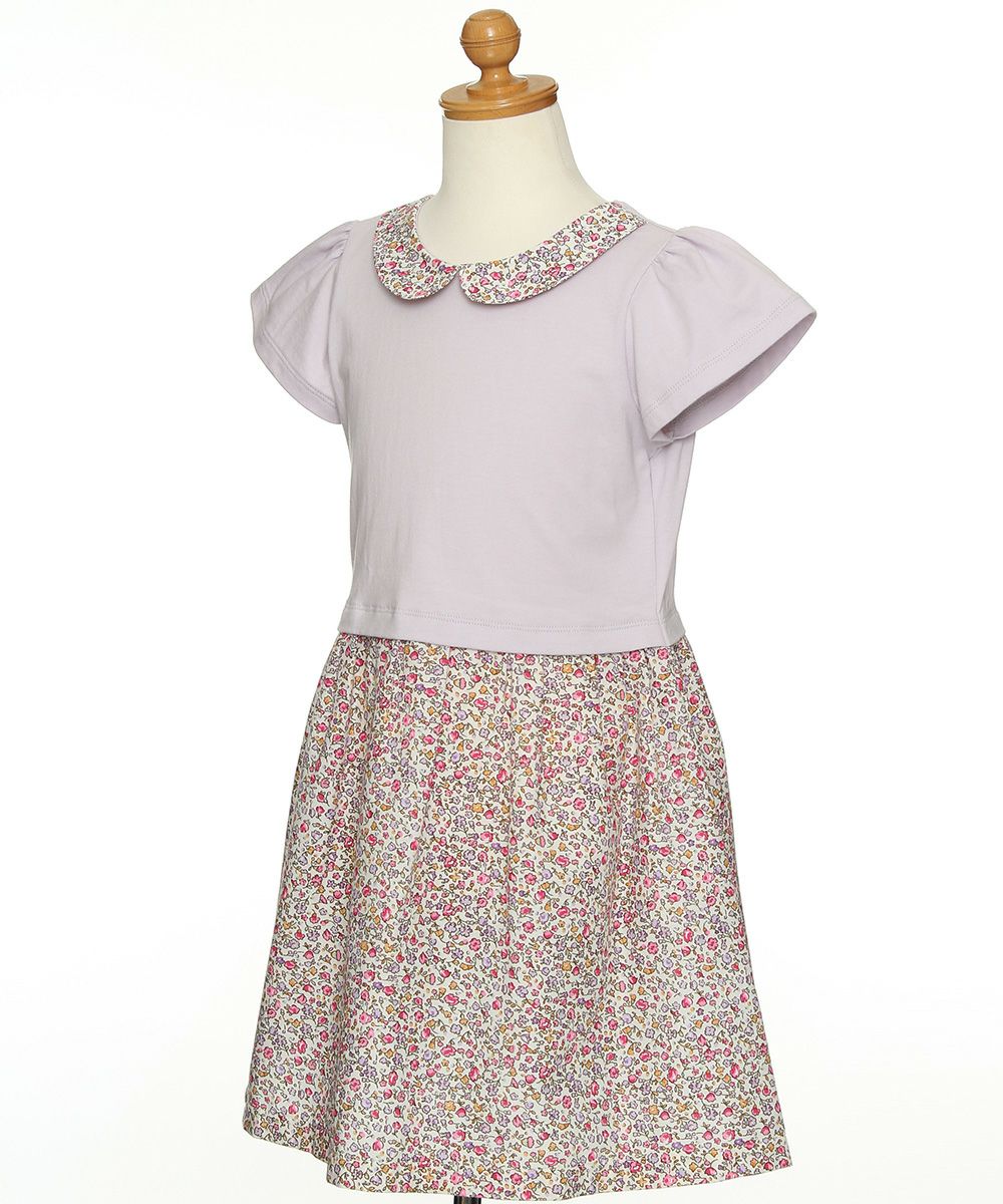 Children's clothing girl collar floral pattern docking dress purple (91) torso