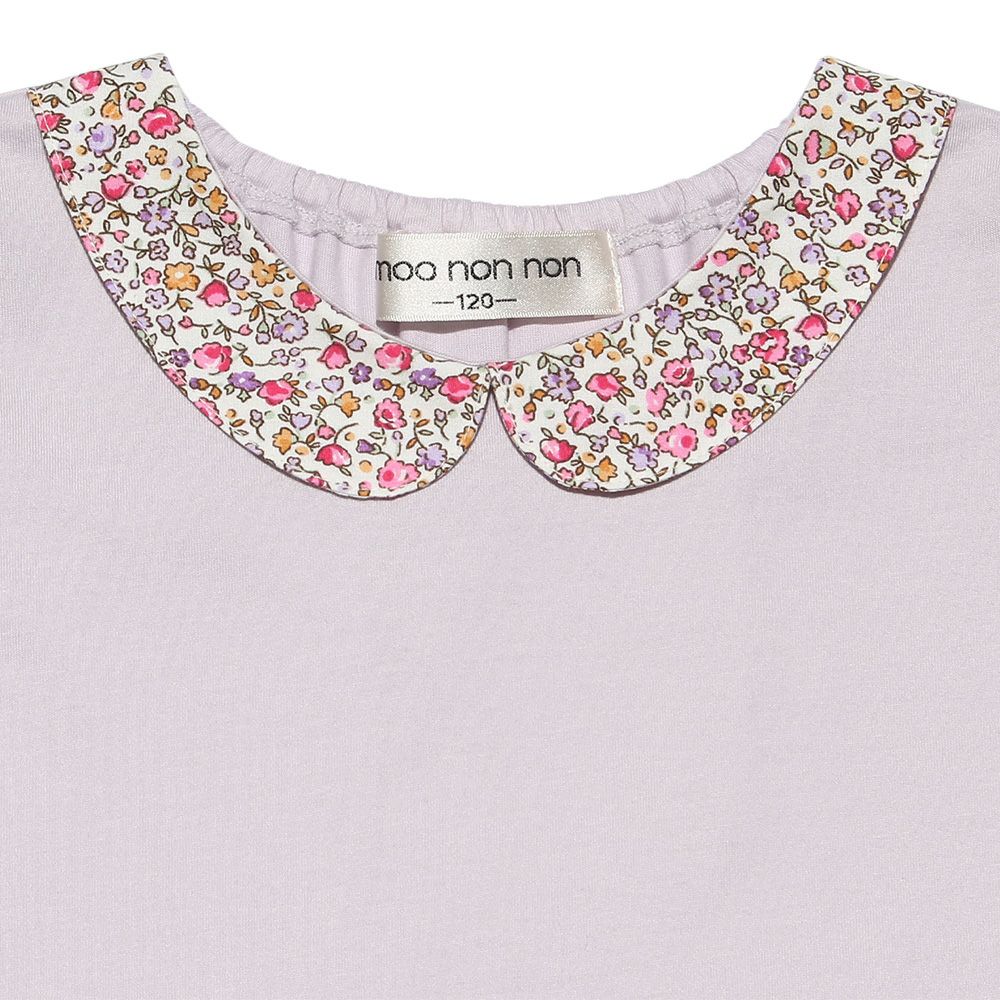 Children's clothing girl collar floral pattern docking dress purple (91) Design point 1