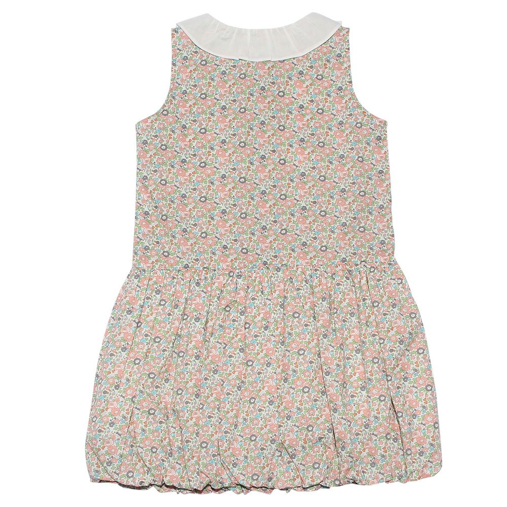 100 % cotton handwritten style floral pattern dress with collar Pink back