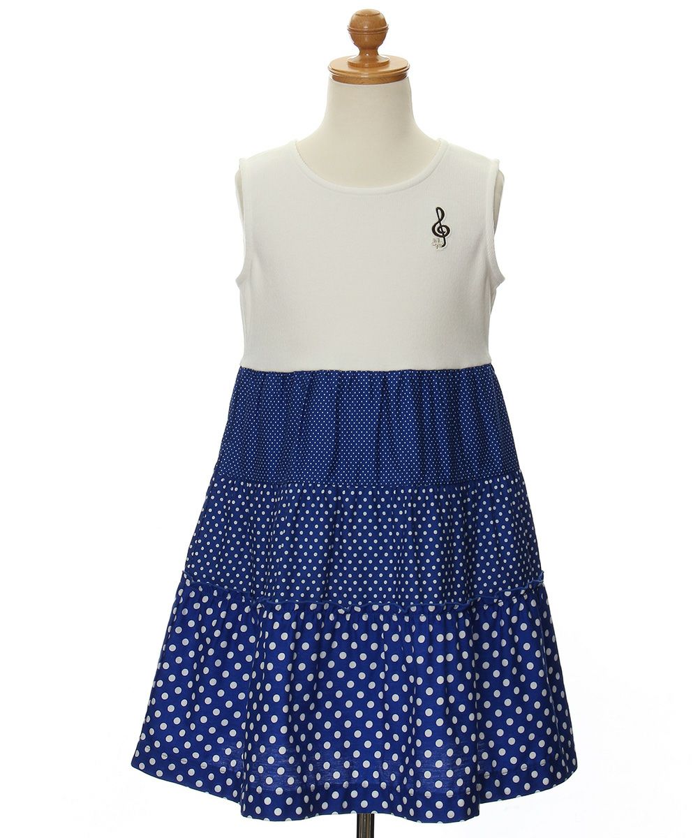 Polka dot pattern 3 layer tierred dress Blue torso