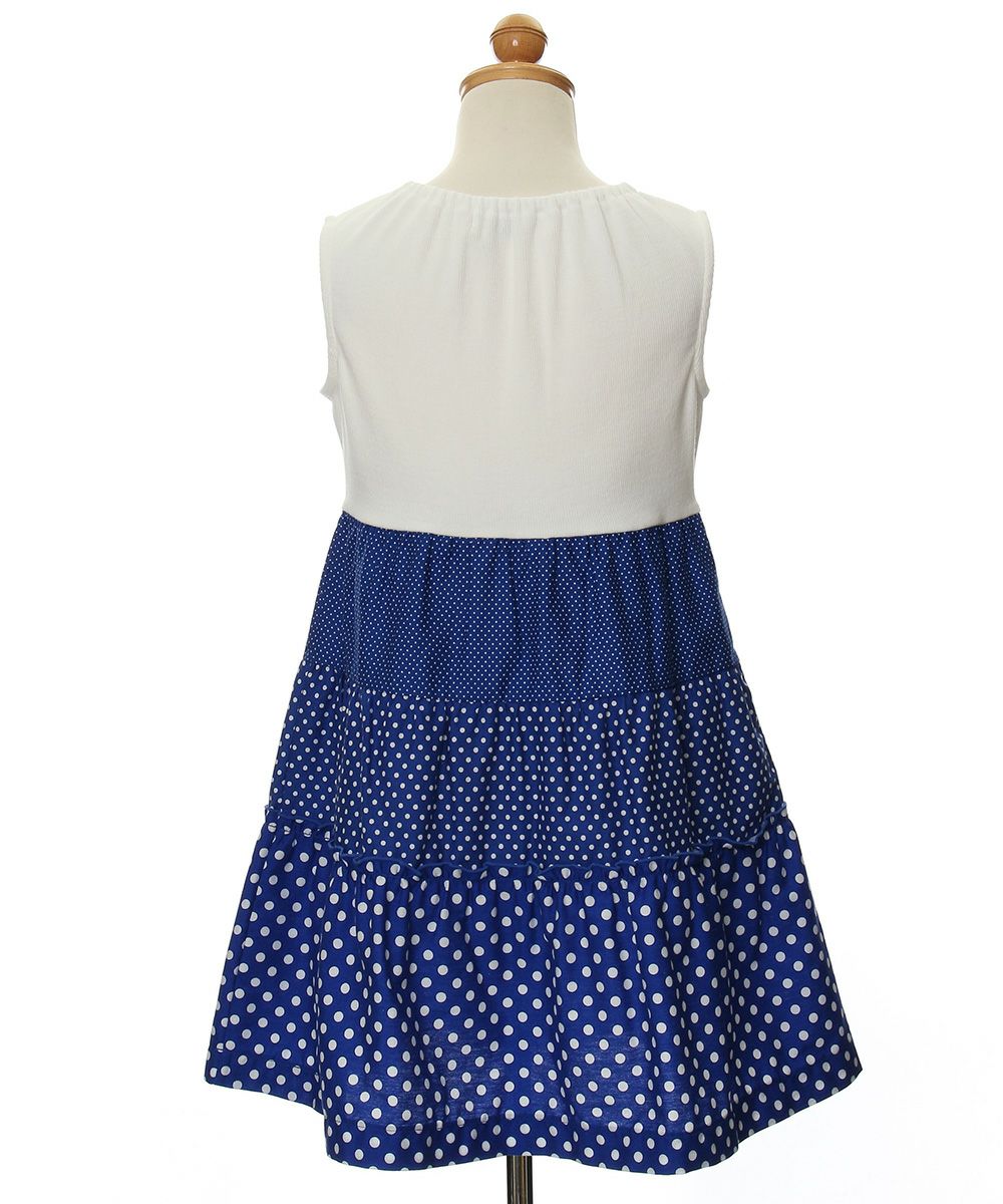 Polka dot pattern 3 layer tierred dress Blue torso