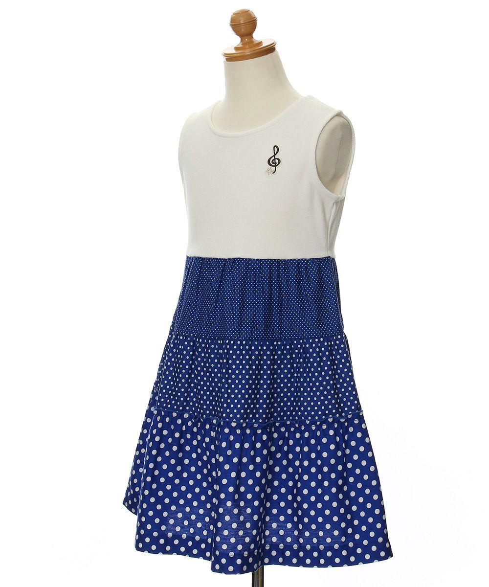 Polka dot pattern 3 layer tierred dress Blue torso